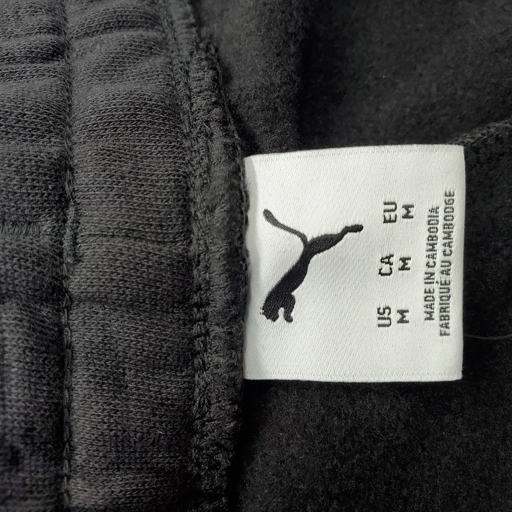 PUMA Maximal Metallic Sweatpants Mens M Black Regular Tapered Leg Drawstring